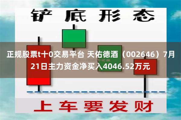 正规股票t十0交易平台 天佑德酒（002646）7月21日主力资金净买入4046.52万元