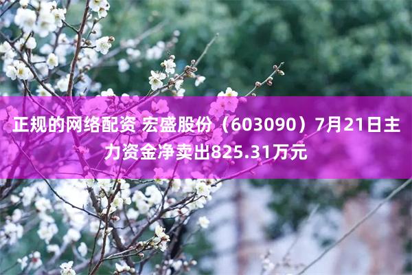 正规的网络配资 宏盛股份（603090）7月21日主力资金净卖出825.31万元