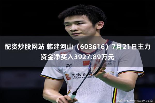 配资炒股网站 韩建河山（603616）7月21日主力资金净买入3927.89万元
