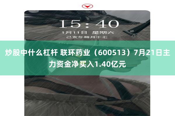 炒股中什么杠杆 联环药业（600513）7月21日主力资金净买入1.40亿元