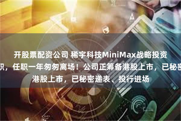 开股票配资公司 稀宇科技MiniMax战略投资负责人魏瀚曈离职，任职一年匆匆离场！公司正筹备港股上市，已秘密递表、投行进场