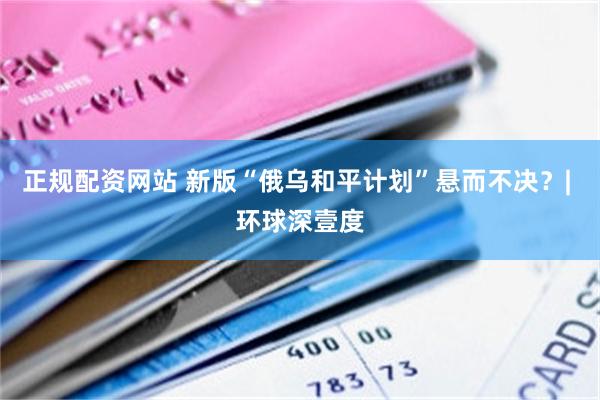 正规配资网站 新版“俄乌和平计划”悬而不决？| 环球深壹度