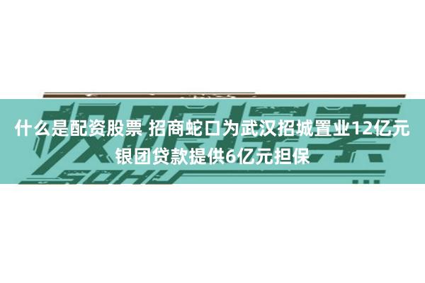 什么是配资股票 招商蛇口为武汉招城置业12亿元银团贷款提供6亿元担保