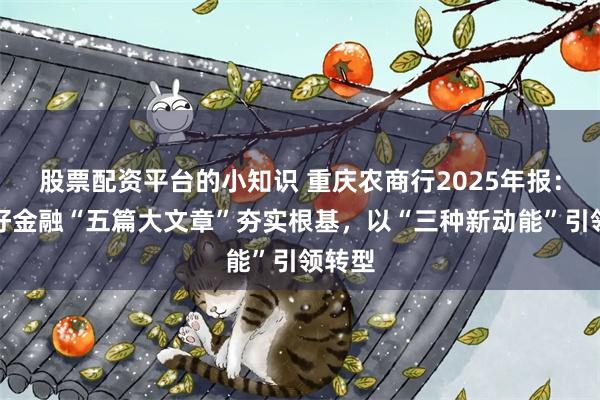 股票配资平台的小知识 重庆农商行2025年报：以做好金融“五篇大文章”夯实根基，以“三种新动能”引领转型