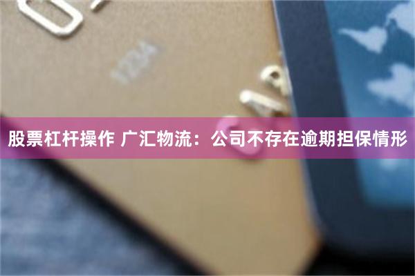 股票杠杆操作 广汇物流：公司不存在逾期担保情形