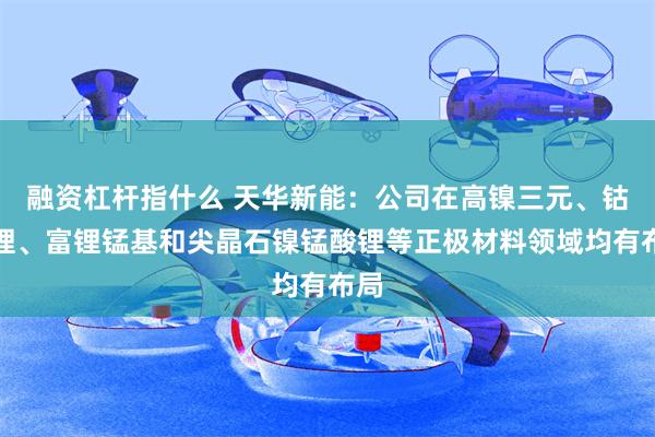 融资杠杆指什么 天华新能：公司在高镍三元、钴酸锂、富锂锰基和尖晶石镍锰酸锂等正极材料领域均有布局