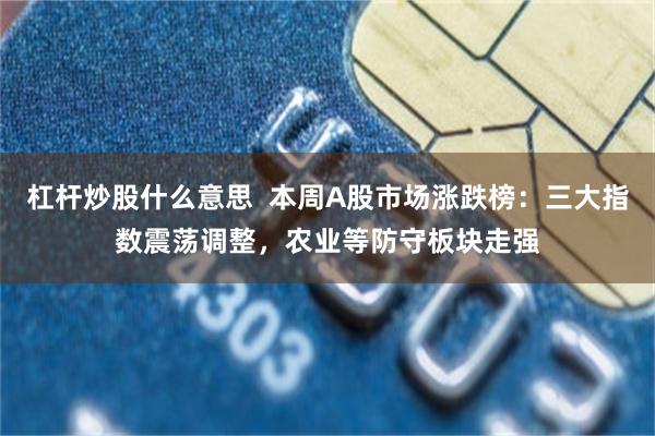 杠杆炒股什么意思 本周A股市场涨跌榜:三大指数震荡调整,农业等防守板块走强