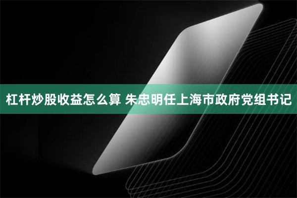 杠杆炒股收益怎么算 朱忠明任上海市政府党组书记