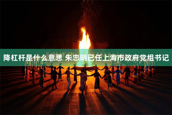 降杠杆是什么意思 朱忠明已任上海市政府党组书记