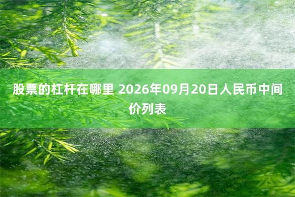 股票的杠杆在哪里 2026年09月20日人民币中间价列表